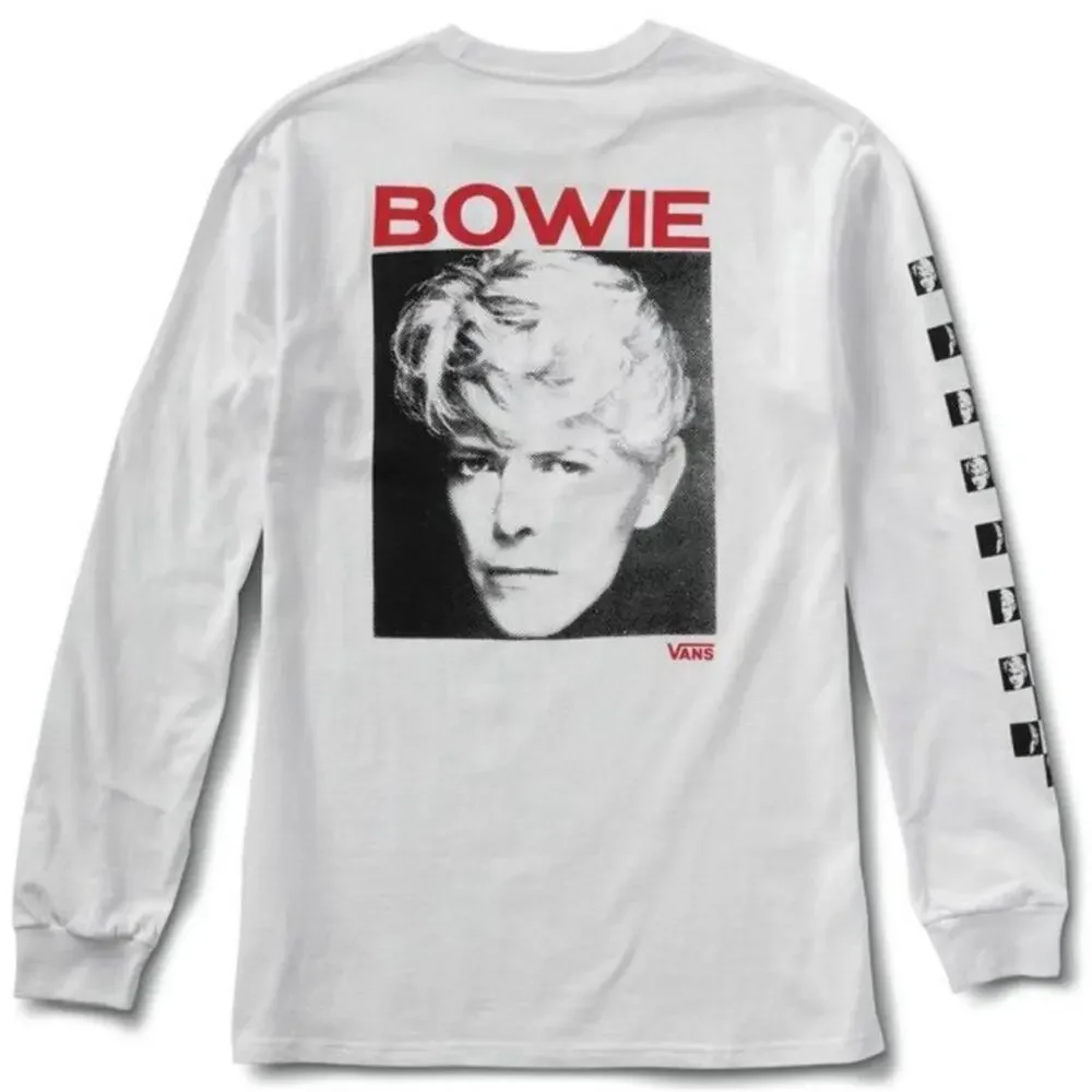 NEW VANS David Bowie Serious Moonlight Long Sleeve Cotton Crew T-Shirt Tee White